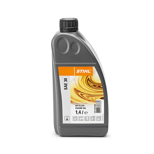 Stihl engine oil bottle on a white background